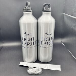 2 Promotional Items Cupcake Lighthearted aluminum water bottles 24oz Silver Tone